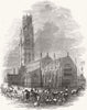 LINCS. Church of St Botolph, Boston 1848 old antique vintage print picture