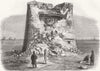 SUSSEX. Martello Tower destroyed by guns, Eastbourne 1860 old antique print