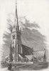LANCS. St Chrysostom's Church, Everton, nr Liverpool 1857 old antique print