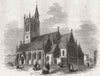 IOW. St Thomass Church, Newport, Isle of Wight 1857 old antique print picture