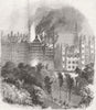 SCOTLAND. Gt fire, town, Edinburgh 1857 old antique vintage print picture
