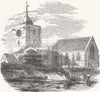 NORTHUMBS. Ponteland Church, Northumberland 1854 old antique print picture