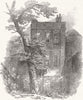 LONDON. Milton's House & tree, Petty France 1847 old antique print picture