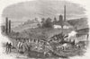 STAFFS. Rail crash, Round Oak Station, Brierley Hill 1858 old antique print