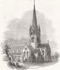 LONDON. St John's Church, Notting Hill 1845 old antique vintage print picture