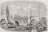 LONDON. Bridge, Walton-on-Thames, as it appeared, 11 1859 old antique print