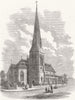 CUMBS. St Stephen's church, Carlisle(Coutts) 1865 old antique print picture