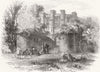 LANCS. Thornton College ruins, theRailway 1848 old antique print picture