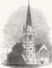 LONDON. new Church of St Matthew, City Rd,  1848 old antique print picture