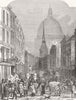 LONDON. London Thoroughfare-Fleet St 1848 old antique vintage print picture
