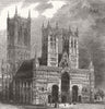 LINCS. Lincoln Cathedral-Western front 1848 old antique vintage print picture
