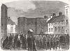 NORTHUMBS. Duke's funeral, Bondgate, Alnwick 1865 old antique print picture