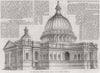 LONDON. St Paul's Cathedral, Wren's original model 1865 old antique print