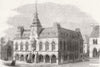 DURHAM. Bishop Auckland town hall 1860 old antique vintage print picture