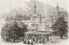 SHROPSHIRE. Earl of Shrewsbury flying his standard, Alton Towers 1860 print