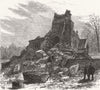 SUFFOLK. Ruins of Freckenham Church Tower 1883 old antique print picture