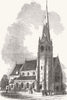 LONDON. New Church of St Gabriel, Warwick Sq, Pimlico 1853 old antique print