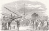 CHESHIRE. Navvies boarding, Birkenhead Docks 1854 old antique print picture