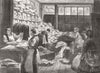 LONDON. Sick relief office. packing Linen Bandages 1870 old antique print