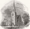 WILTS. New Church, Swindon, Gt Western Railway 1845 old antique print picture