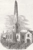 LINCS. Caythorpe Church, Grantham, hit by lightning 1859 old antique print