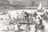 SUSSEX. aquatic tea-party, Brighton c1881 old antique vintage print picture
