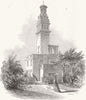 SOMERSET. Beckford's Tower and Garden 1845 old antique vintage print picture