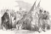 HANTS. New colours for Queen's Royal Regt, Gosport 1847 old antique print