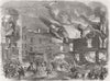 LONDON. Explosion, Madame Coton's firework factory 1858 old antique print