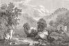 NORTHUMBS. Nidpath Castle, Tweed 1858 old antique vintage print picture