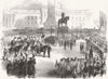 LONDON. Proclamation of peace, Charing-Cross 1856 old antique print picture
