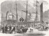 LONDON. Shipping animals, docklands 1864 old antique vintage print picture