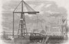 BLACKWALL. Floating Derrick moored off Pier 1858 old antique print picture