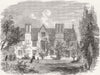 MELBOURNE. King's Newton Hall, Derbyshire, burnt down 1859 old antique print