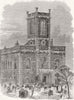 BETHNAL GREEN. Ruins of Church, after fire 1859 old antique print picture
