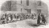MOTTRAM. Cotton Famine. Workers awaiting food  1862 old antique print picture