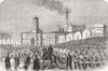 CHATHAM. Riot, St Mary's prison. Troops arriving 1861 old antique print