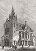 GLASGOW. Crosshill & Govanhill Burgh Hall  1880 old antique print picture