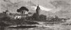 CARDIFF. Castle-new Tower, from river Taff 1872 old antique print picture