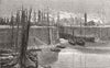WALES. Entry to Bute Docks, Cardiff 1872 old antique vintage print picture