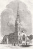 LONDON. Battersea new church 1849 old antique vintage print picture