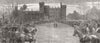 IRELAND. Kilkenny Castle-meet of Foxhounds 1877 old antique print picture