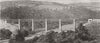 DEVON. New & Somt Railway-Castle Hill Viaduct 1882 old antique print picture