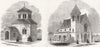 LONDON. New Chapels, tower Hamlets Cemetery 1849 old antique print picture