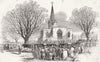 YORKS. Pitmen funeral, Worsbrough Churchyard 1849 old antique print picture