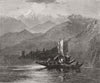 ITALY. Summer Moonlight, Lake Orta  1870 old antique vintage print picture