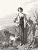 CHILDREN. Shepherd's daughter 1852 old antique vintage print picture