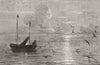 NETHERLANDS. Moonrise on the Texel 1871 old antique vintage print picture