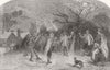 DEVON CUSTOMS. Firing at the Apple-Tree in Devonshire 1851 old antique print