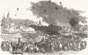 PARIS. Champ De Mars-Balloon flotilla 1854 old antique vintage print picture
